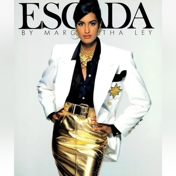 ESCADA | Gold Leather Pencil Skirt - Picture 1 of 9